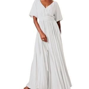 Erika Pena Farrah Tie Waist Short Sleeve White Boho Festival Dress Size XS New